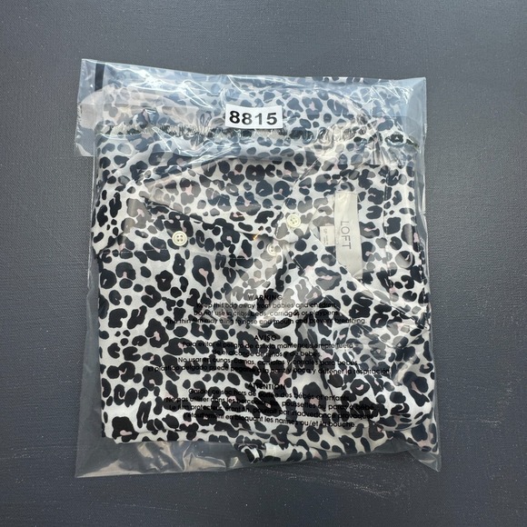 LOFT Petites Blouse Women's S Leopard Print Long Sleeve Button Front Career - Picture 8 of 8